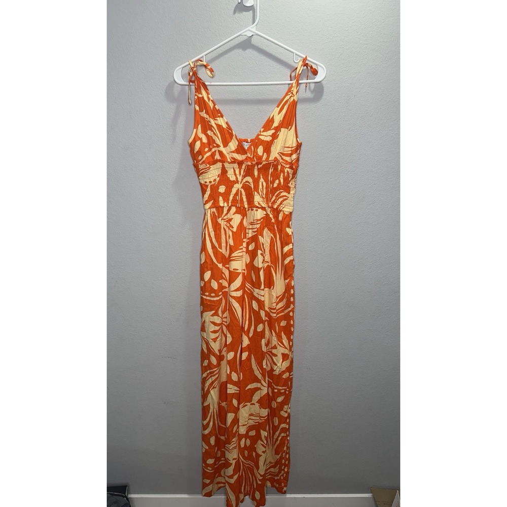 Patrons Of Peace Jumpsuit Small Electric Orange Tropical Beach $85 MSRP